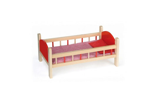 فيجا سرير دمية خشبي بلوحة حمراء مع فراش اكسسوارت الدمى VIGA