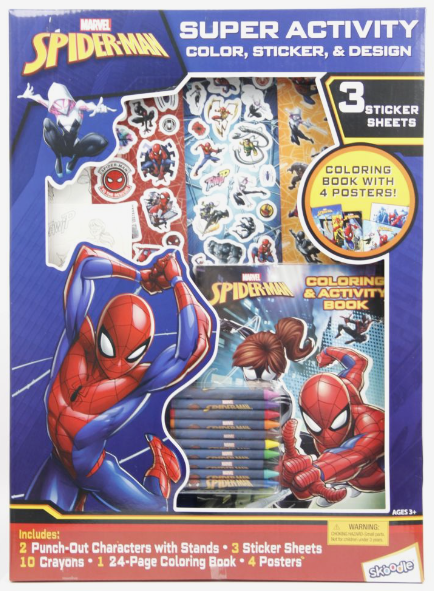 سكودل دفتر ملصقات وانشطة سبايدر مان رسم و تلوين Skoodle