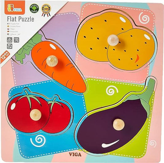 فيجا بزل خشبي مع مقبض بتصميم خضروات العاب البزل VIGA