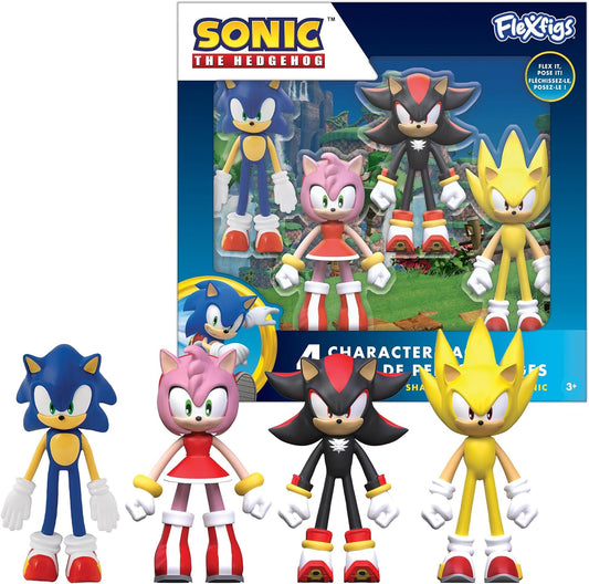 فليكس فيجز مجسم سونيك 4 قطع اشكال متنوعة مجسمات الشخصيات Flexfigs