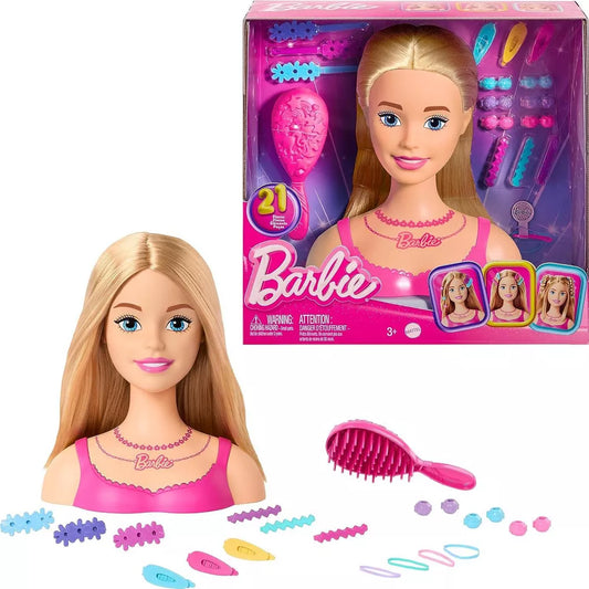 باربي رأس دمية تصفيف الشعر أشقر دمية مع اكسسوارات Barbie