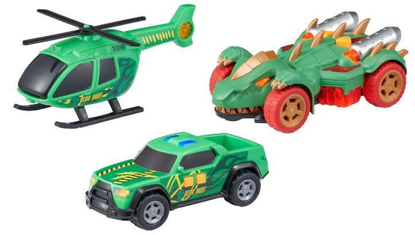 تيمسترز لعبة صيد الديناصورات بالصوت والضوء المركبات المتنوعه Teamsterz