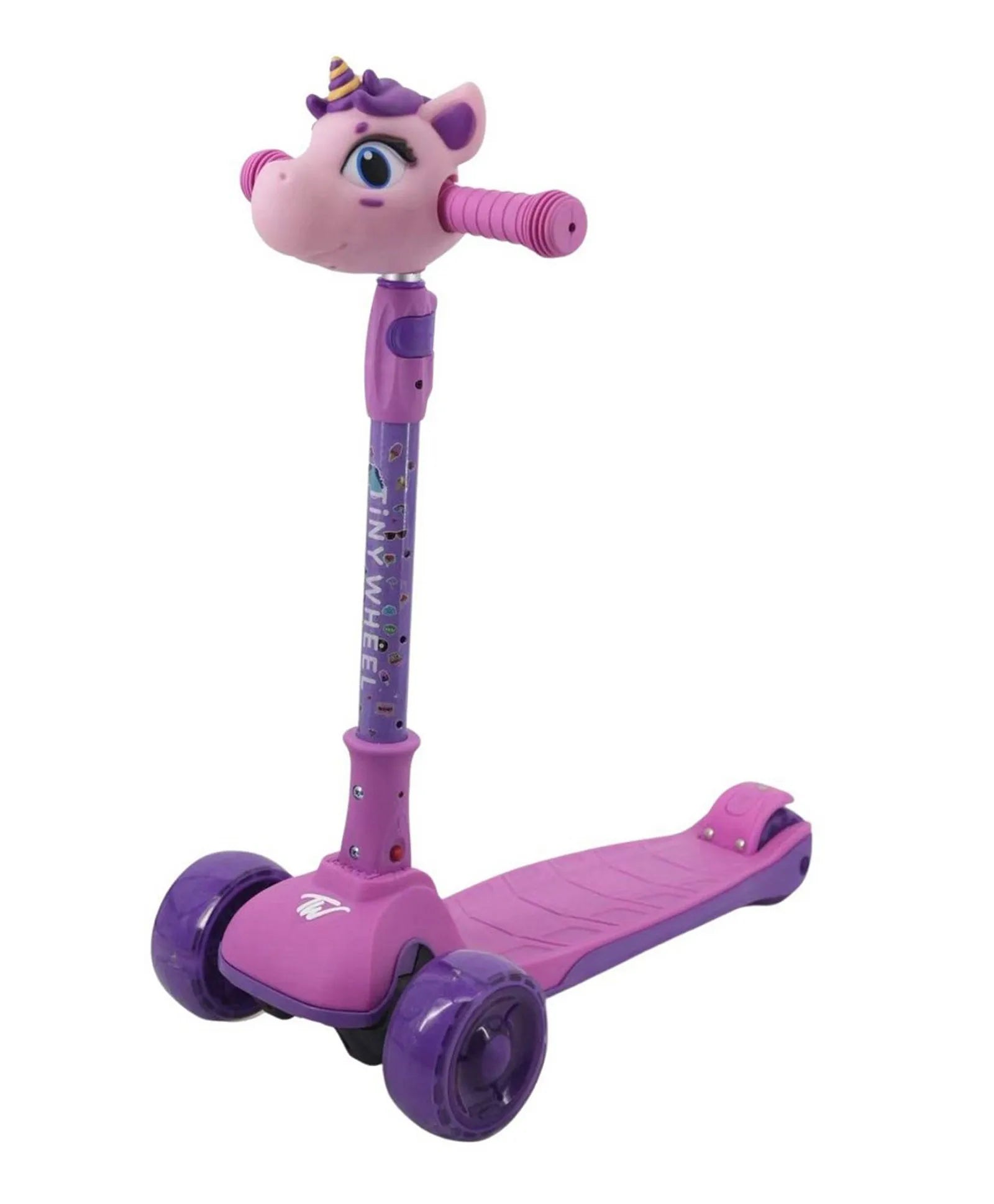 تايني ويل سكوتر يونيكورن بنفسجي 3 كفرات قابل للطي سكوتر 3 عجلات Tiny Wheel