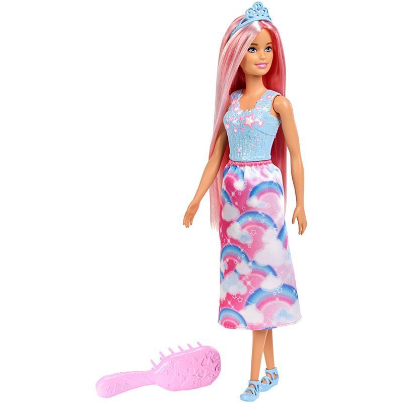 باربي دمية الاميرة ذات الشعر الزهري دمية مع اكسسوارات Barbie