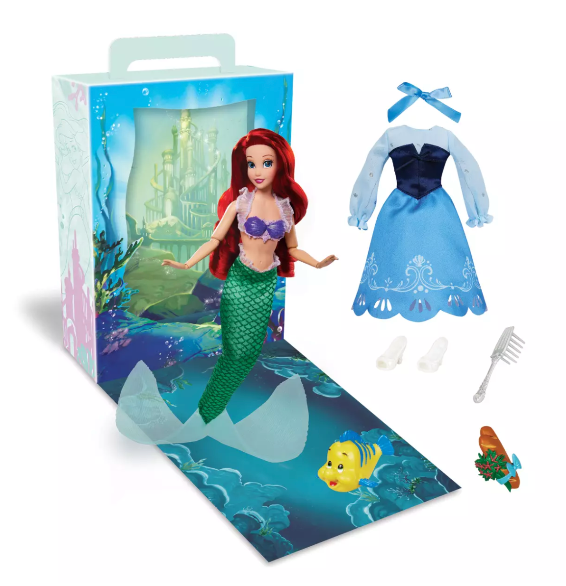 ديزني برينسس طقم عروسة اريل دمية مع اكسسوارات Disney
