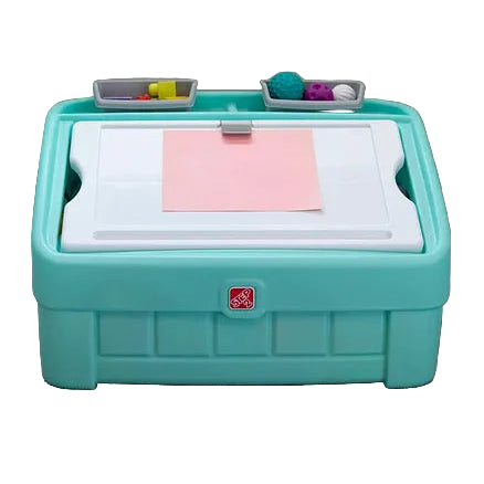 ستيب 2 صندوق العاب مع غطاء 2 في 1 بلون اخضر فاتح منازل خارجية Step2