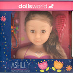 دولز وورلد تصفيف شعر الراس باللون البني دمية مع اكسسوارات Dolls World