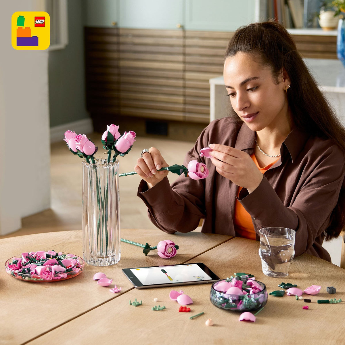 ليجو بوتانيكالز باقة ورد وردية 10374 مكعبات التركيب LEGO
