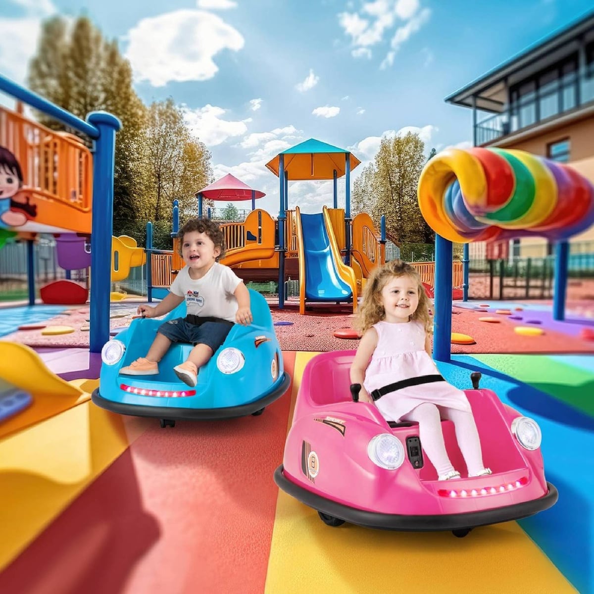 سيارة تصادم كهربائية لون وردي 12 فولت سكوتر كهربائي SJ Ride-On
