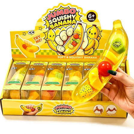 سكوشي موزة شفافة قابلة للضغط التمدد والضغط Squishy