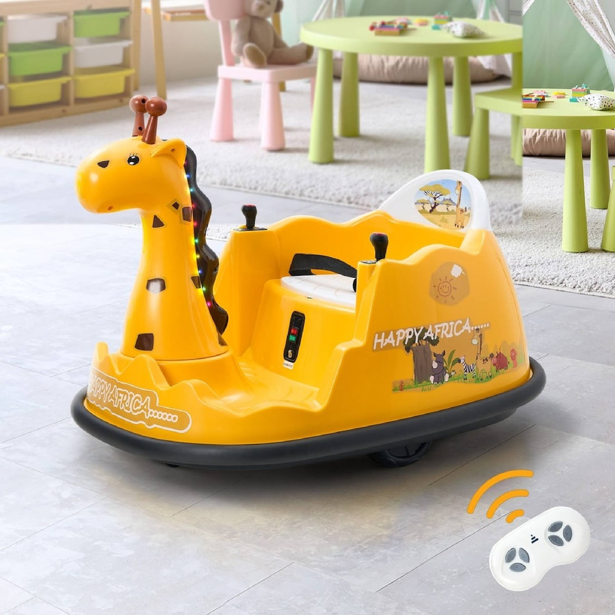 سيارة تصادم بتصميم زرافة 12 فولت سكوتر كهربائي SJ Ride-On