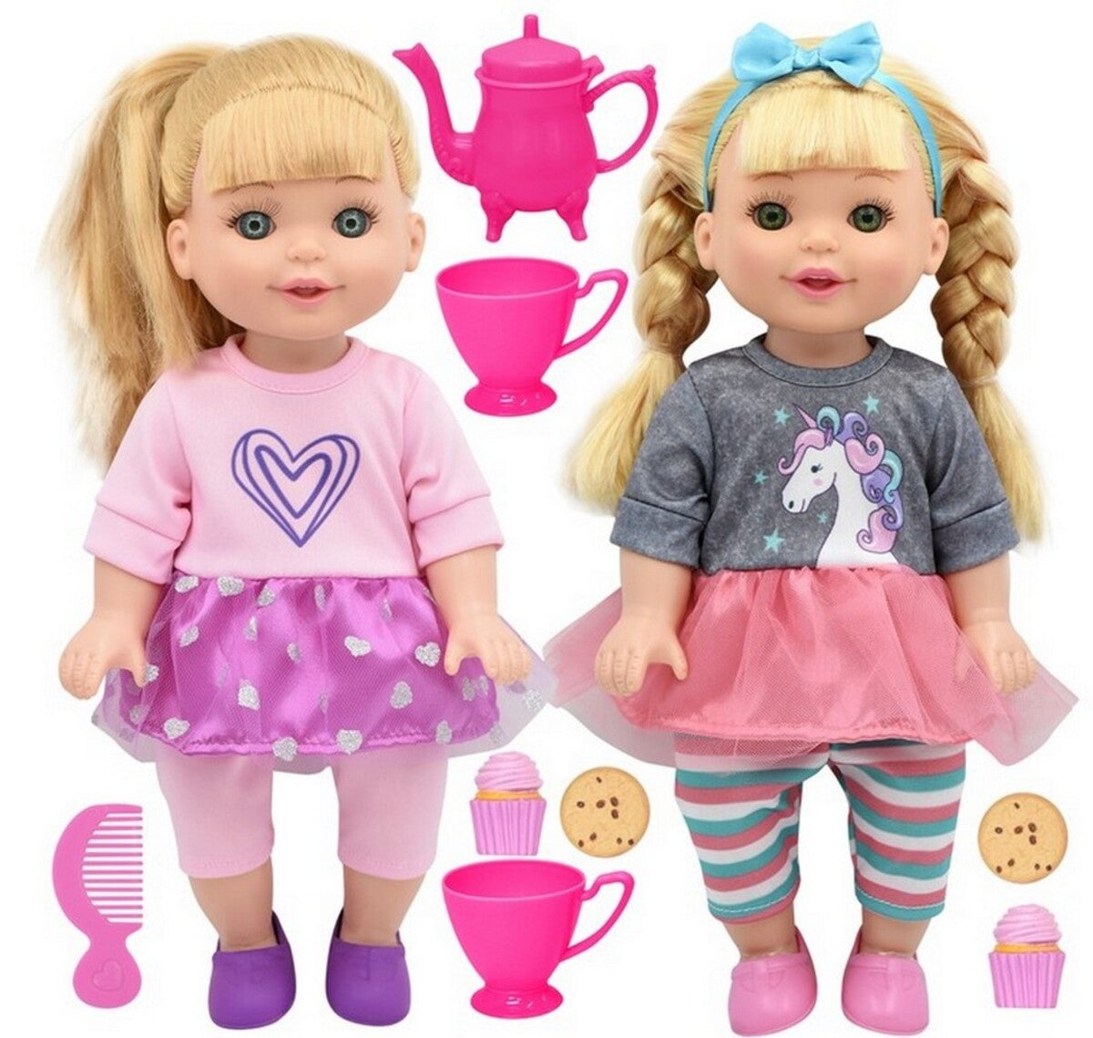 بيبي مزيونة دميتين مع العاب حفلة الشاي دمى المواليد Baby Maziuna