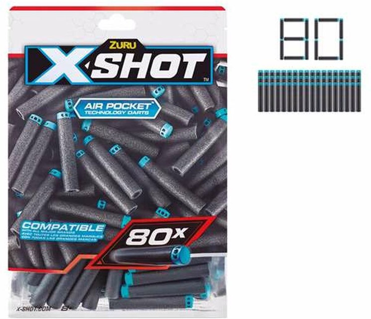 إكس شوت سهام إكسل القابلة لإعادة التعبئة 80 قطعة مسدسات مطاطية Zuru