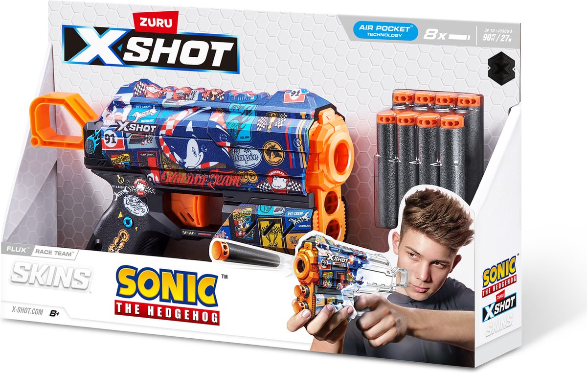 اكس شوت مسدس سكينز فلوكس سونيك مسدسات مطاطية Zuru