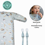 بيبادو طقم مريلة بأكمام طويلة وأدوات مائدة زرقاء مواليد تفاعلي Bibado