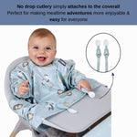 بيبادو طقم مريلة بأكمام طويلة وأدوات مائدة زرقاء مواليد تفاعلي Bibado