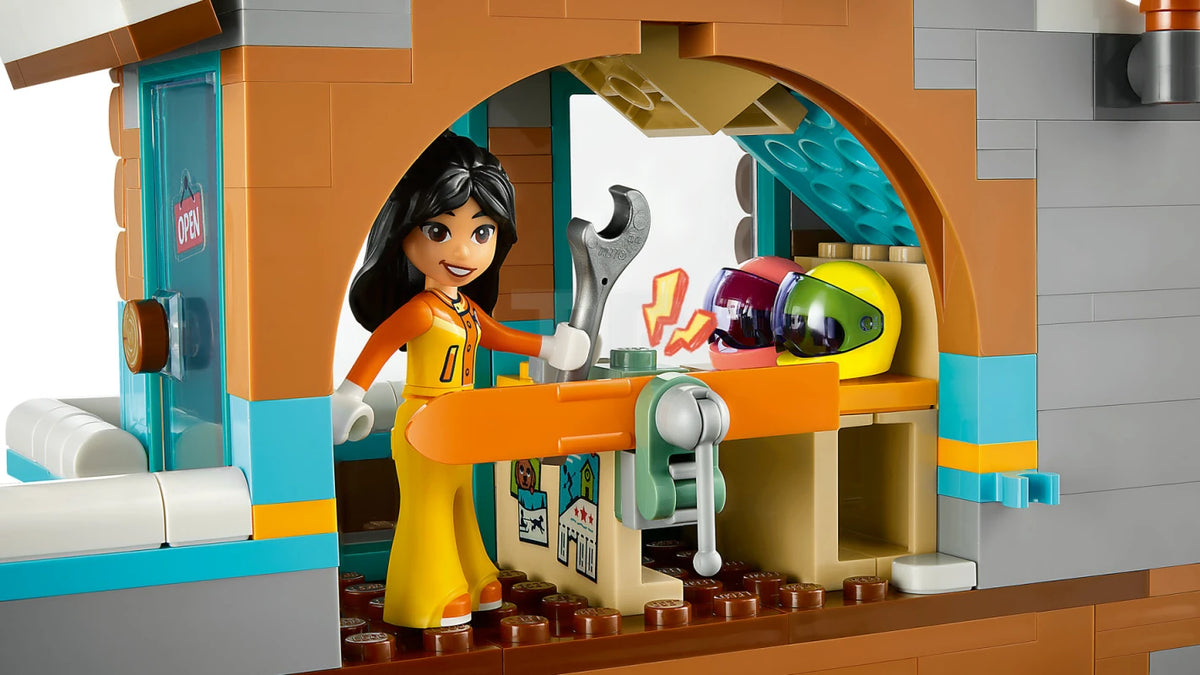 ليجو مكعبات بناء منحدر التزلج والمقهى مكعبات التركيب LEGO