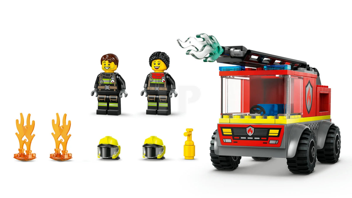 ليجو مكعبات بناء شاحنة إطفاء مع سلم مكعبات التركيب LEGO