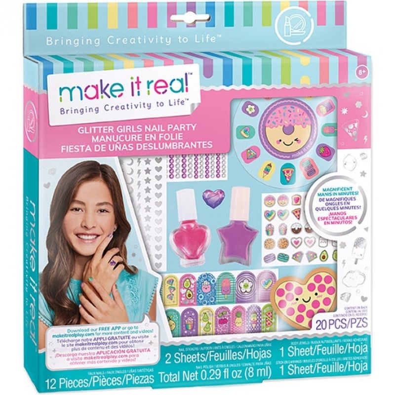 ميك ات ريل حفل أظافر بناتي لامع المكياج والتجميل Make it Real