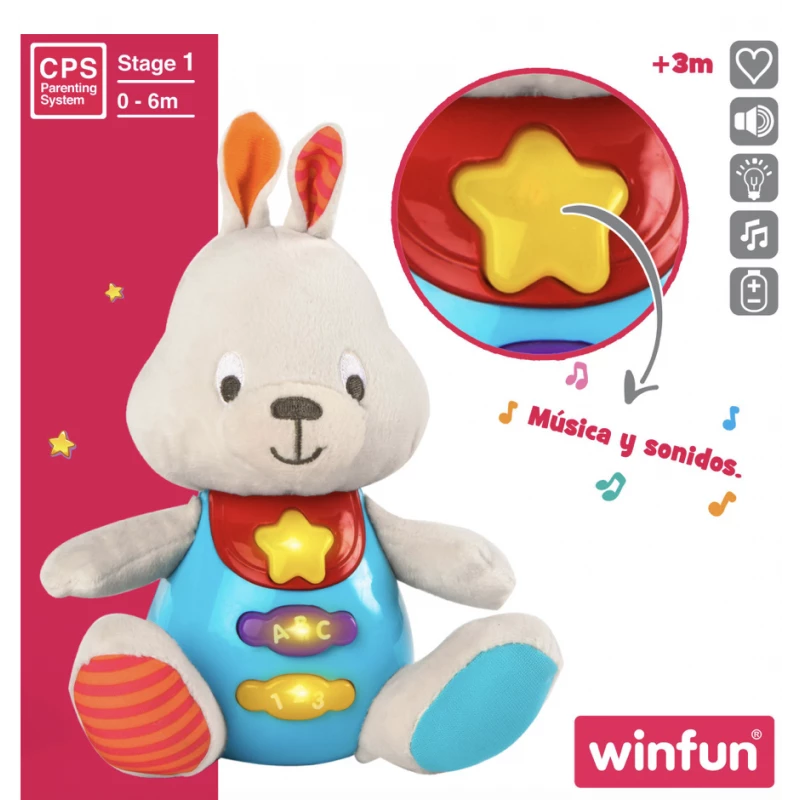 وين فن أرنب قطيفة مع اضواء الالعاب القطنية WinFun