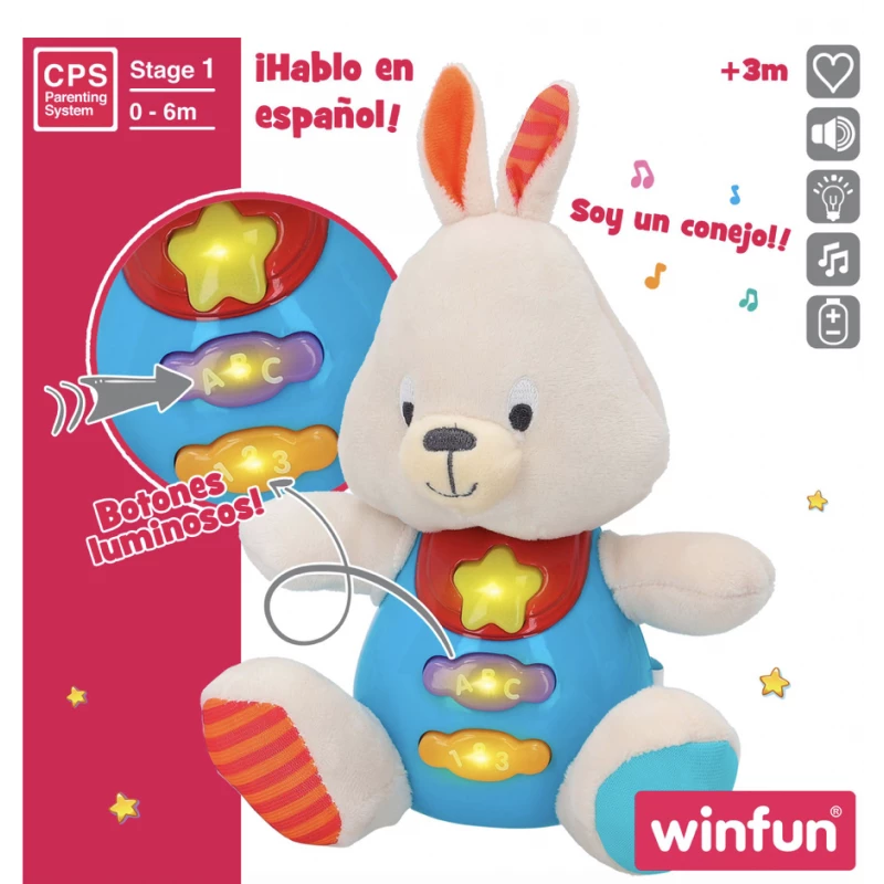 وين فن أرنب قطيفة مع اضواء الالعاب القطنية WinFun