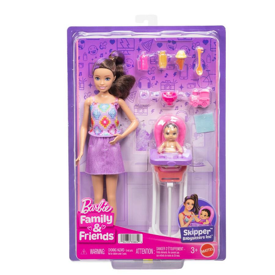 باربي سكيبر دمية رعاية الأطفال دمية مع اكسسوارات Barbie