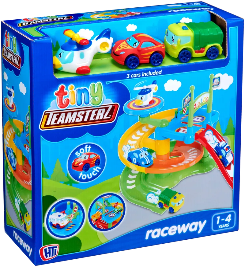 تيمسترز لعبة مضمار سباق تايني مع 3 سيارات مركبات مع مسار Teamsterz