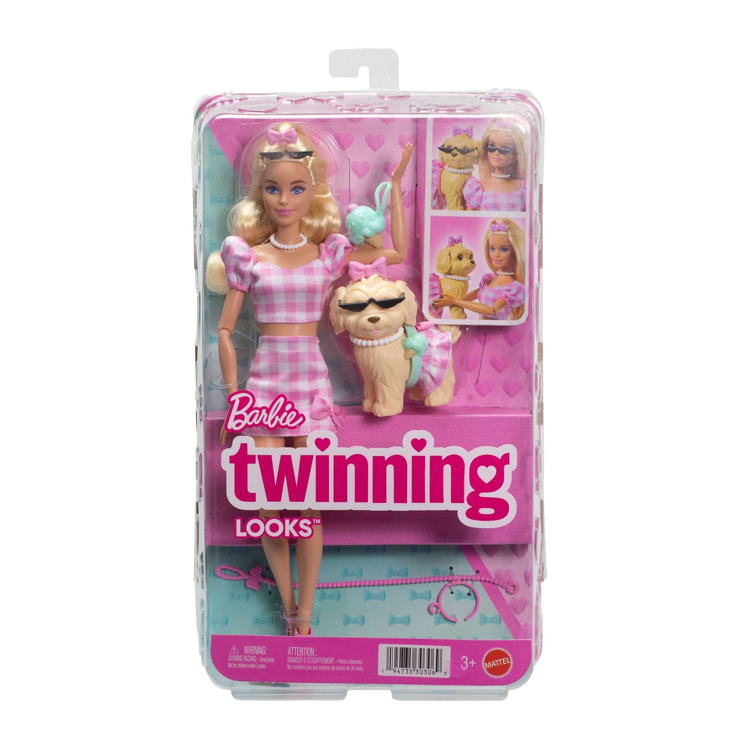 باربي دمية بملابس وردية مع جرو واكسسوارات دمية مع اكسسوارات Barbie