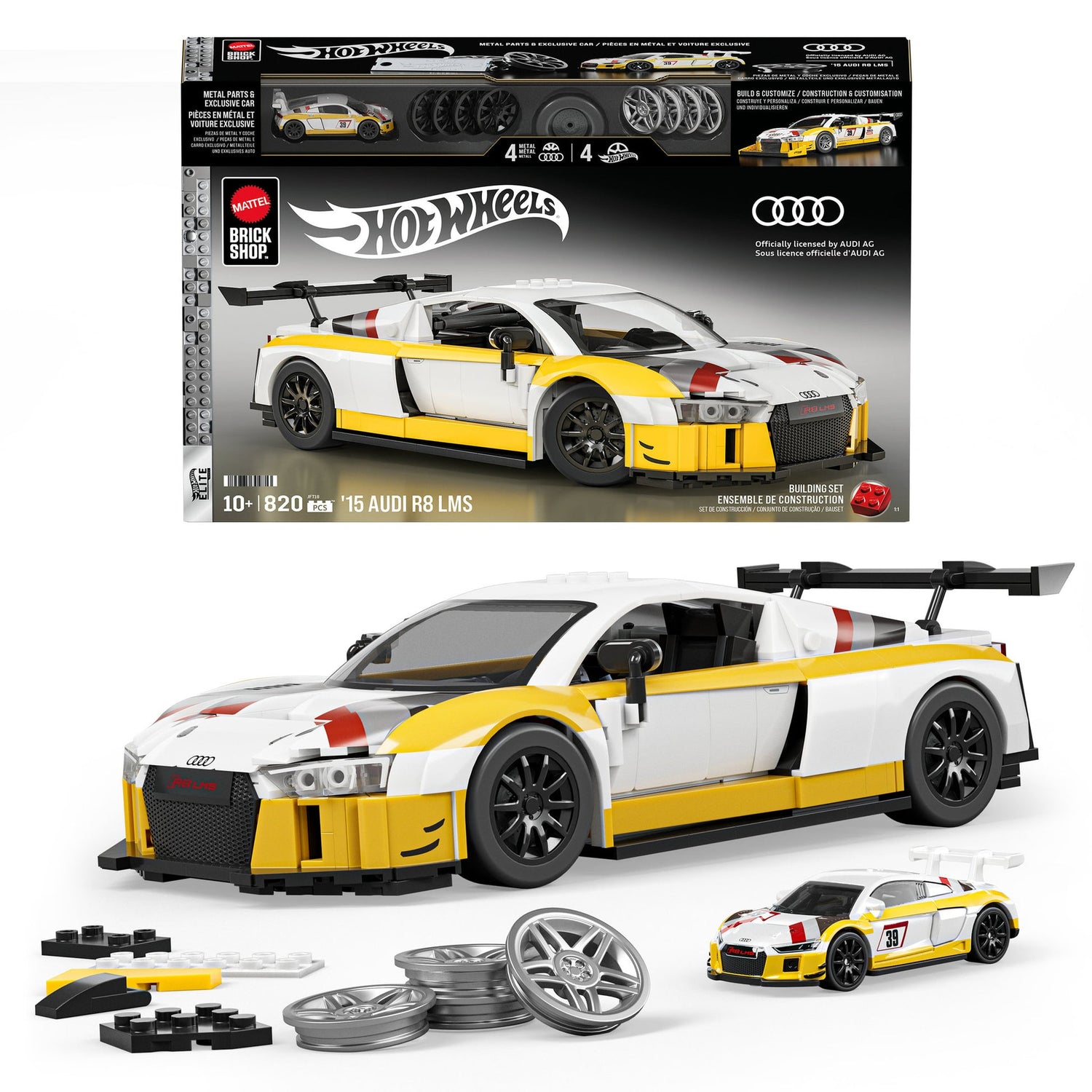 هوت ويلز مجموعة بناء وتركيب سيارة أودي آر8 مكعبات التركيب HotWheels