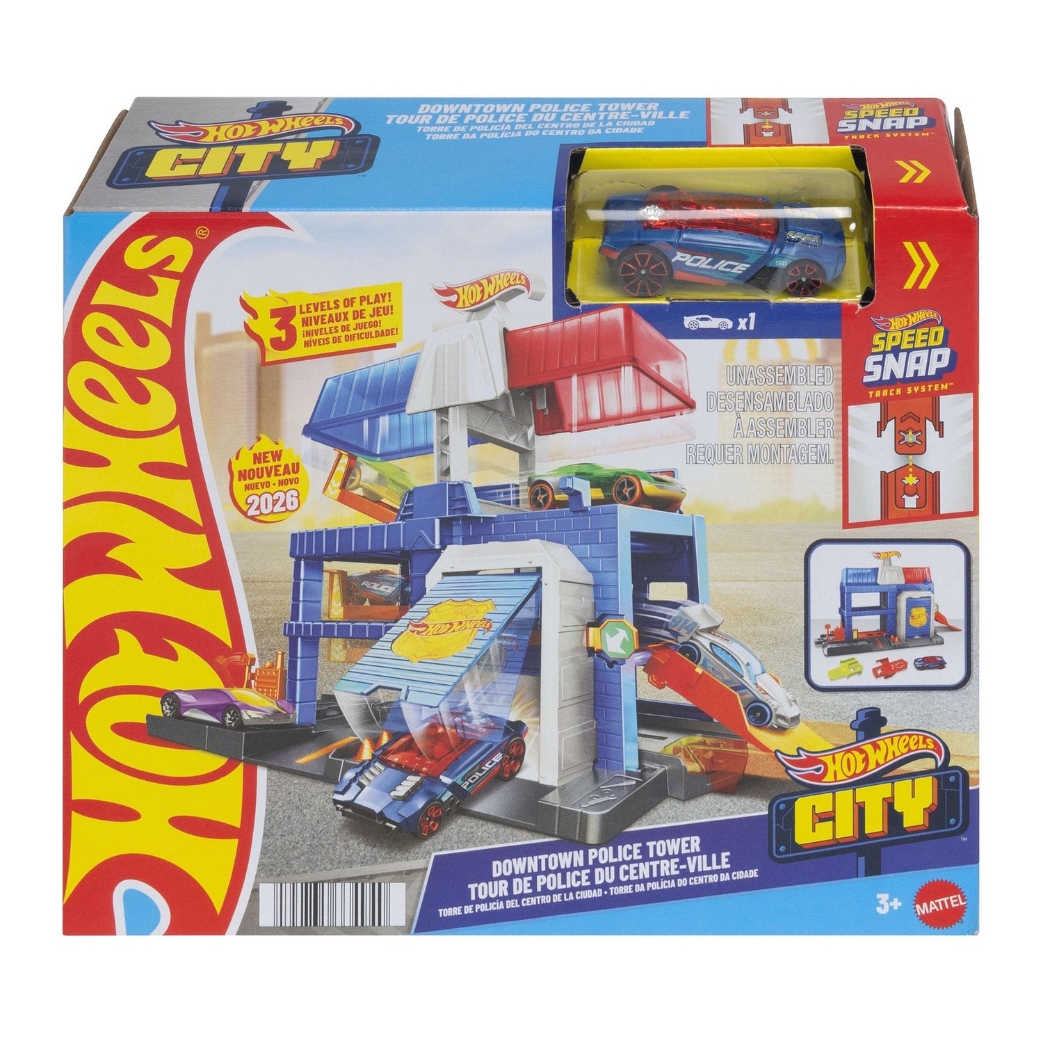 هوت ويلز سيتي برج الشرطة مركبات مع مسار HotWheels
