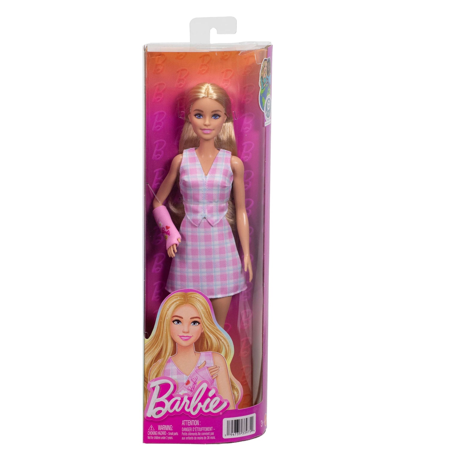 باربي دمية فاشونيستا مع جبيرة ذراع وردية دمية مع اكسسوارات Barbie