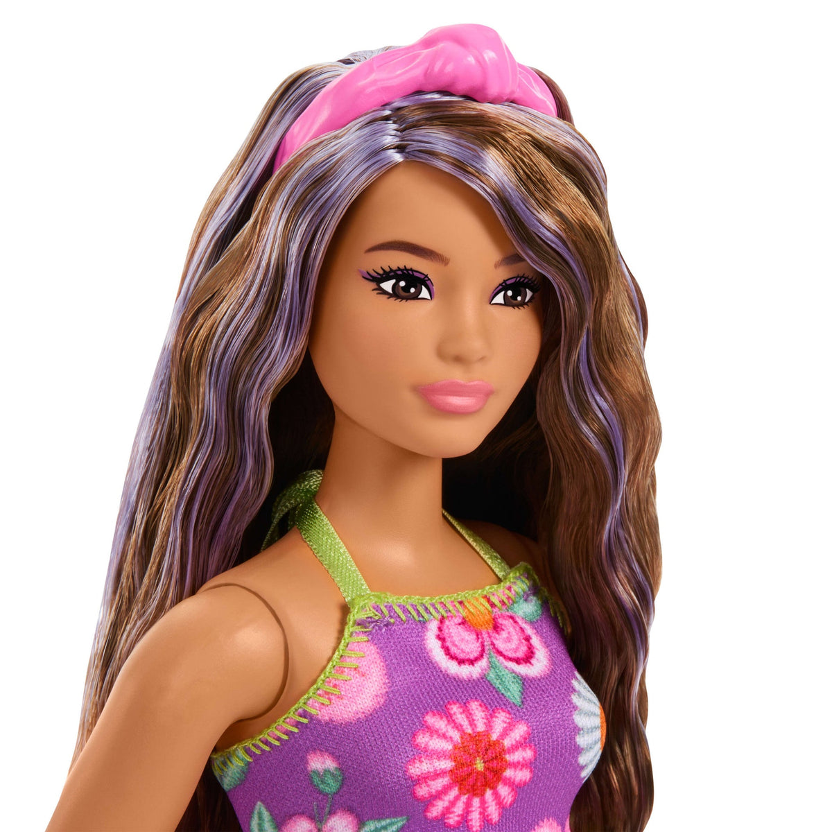 باربي دمية فاشونيستا بفستان زهور بنفسجي دمى الشخصيات Barbie