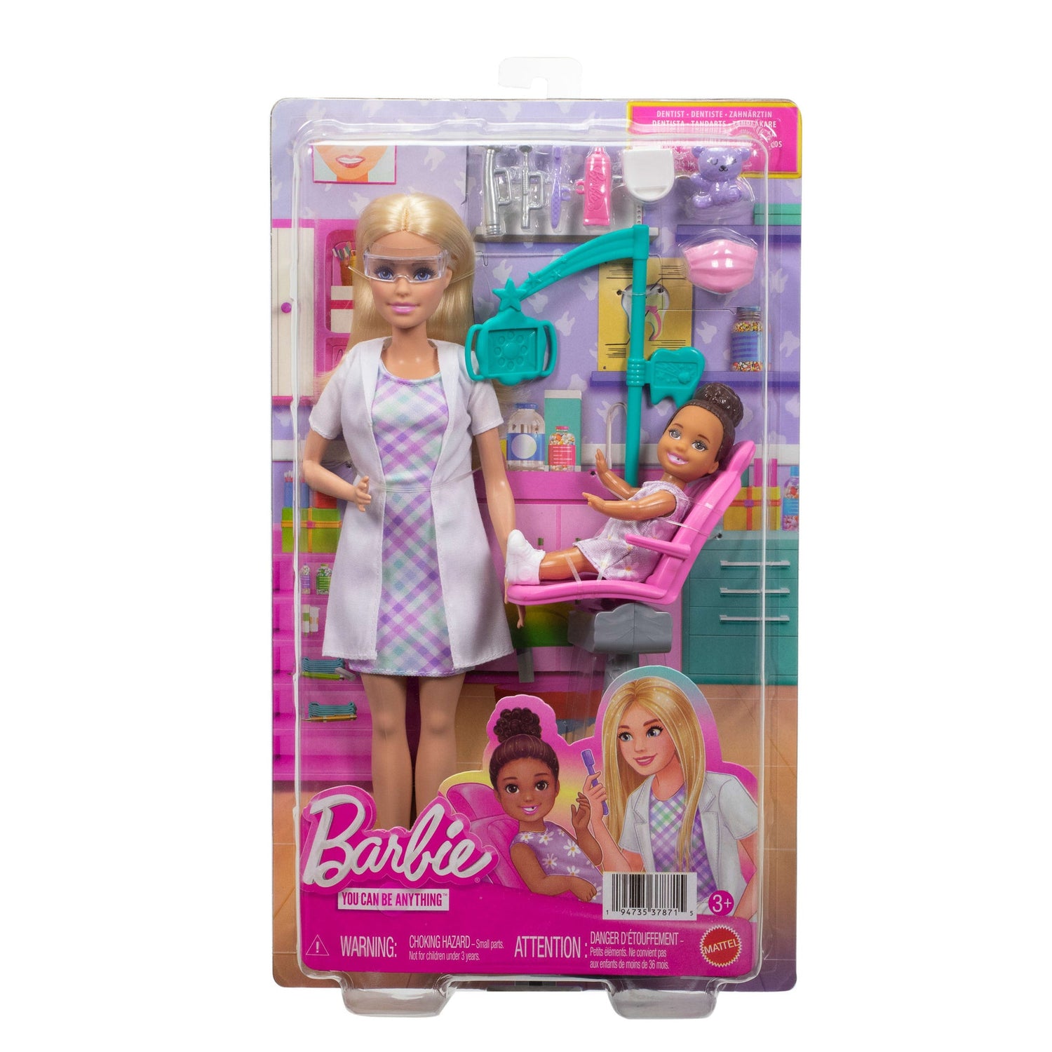 باربي دمية طبيبة أسنان مع طفلة صغيرة دمية مع اكسسوارات Barbie