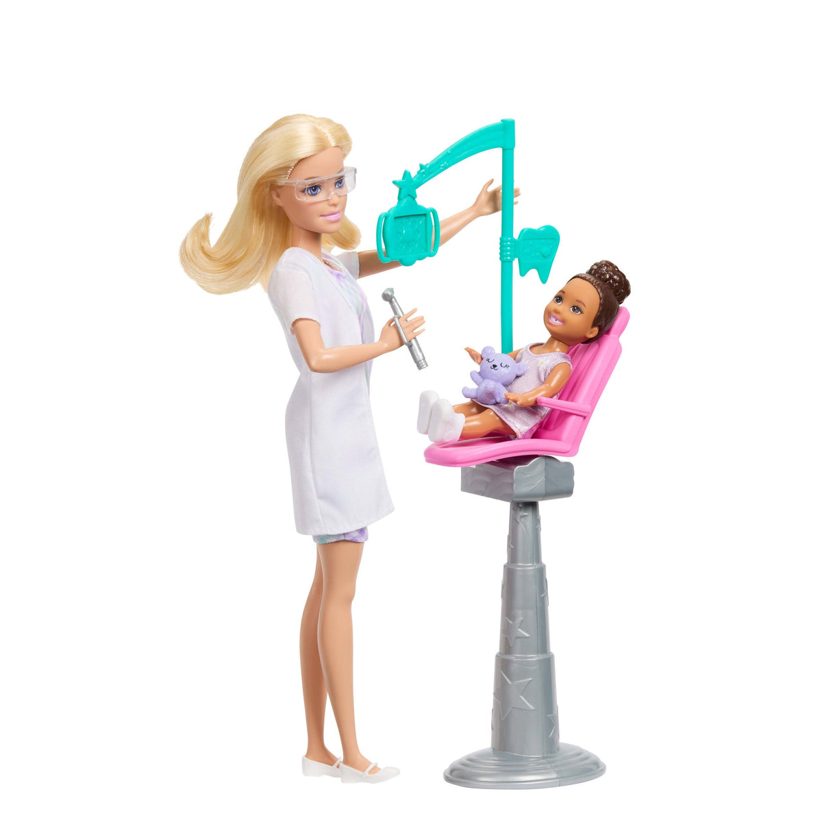 باربي دمية طبيبة أسنان مع طفلة صغيرة دمية مع اكسسوارات Barbie