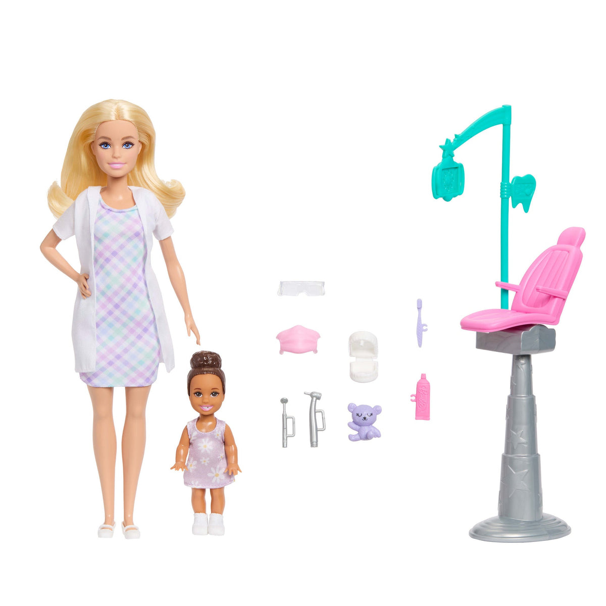 باربي دمية طبيبة أسنان مع طفلة صغيرة دمية مع اكسسوارات Barbie