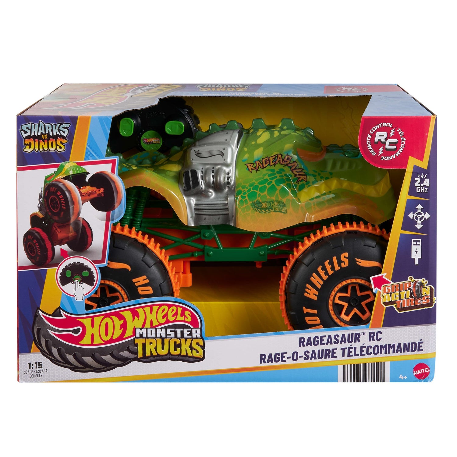 هوت ويلز مونستر تراكس شاحنة ريجياسور بجهاز تحكم عن بعد السيارات ريموت كنترول HotWheels