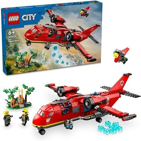لعبة بناء طائرة الإنقاذ من الحرائق في المدينة مع 3 مجسمات صغيرة من ليجو سيتي مكعبات التركيب LEGO