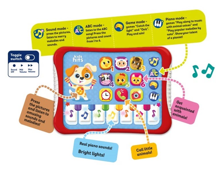 كيدز هيتس لوحة مع أضواء وموسيقى مواليد تفاعلي Kids Hits