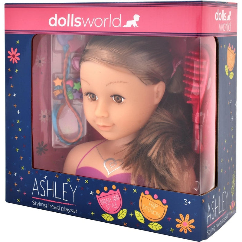 دولز وورلد تصفيف شعر الراس باللون البني دمية مع اكسسوارات Dolls World