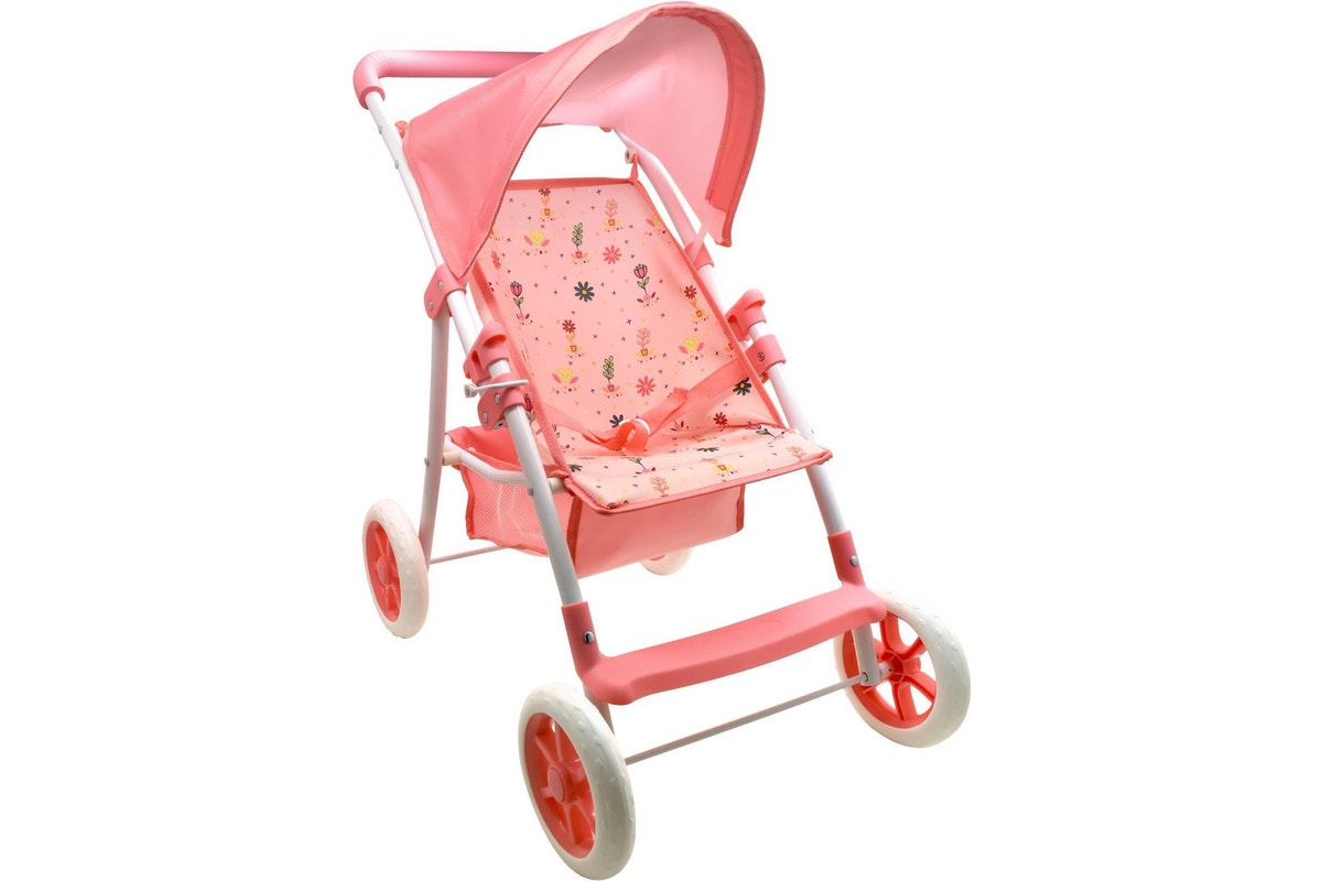 دولز وورلد عربة أطفال فاخرة قابلة للطي مع مظلة اكسسوارت الدمى Dolls World