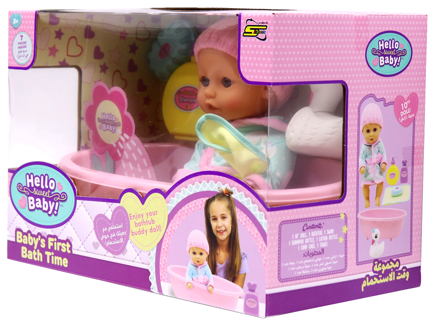 هيلو سويت بيبي دمية وقت الاستحمام الأول دمى المواليد Hello Sweet Baby