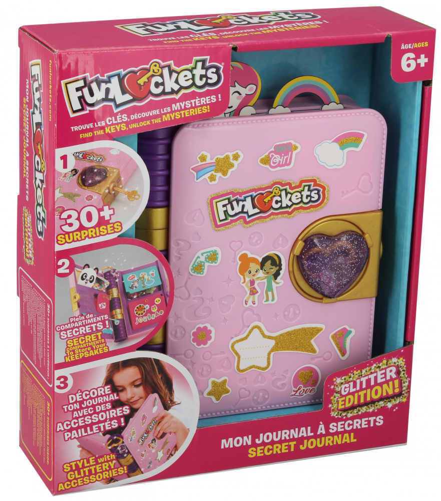 فان لوكيتس مذكرات سرية باللون الوردي اللامع رسم و تلوين FUNLOCKETS