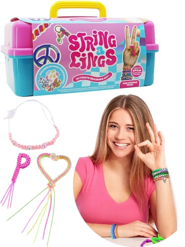 سترينجالينغز ضفائر تحتوي على 200 شريط الخرز والاكسسوارات Stringalings