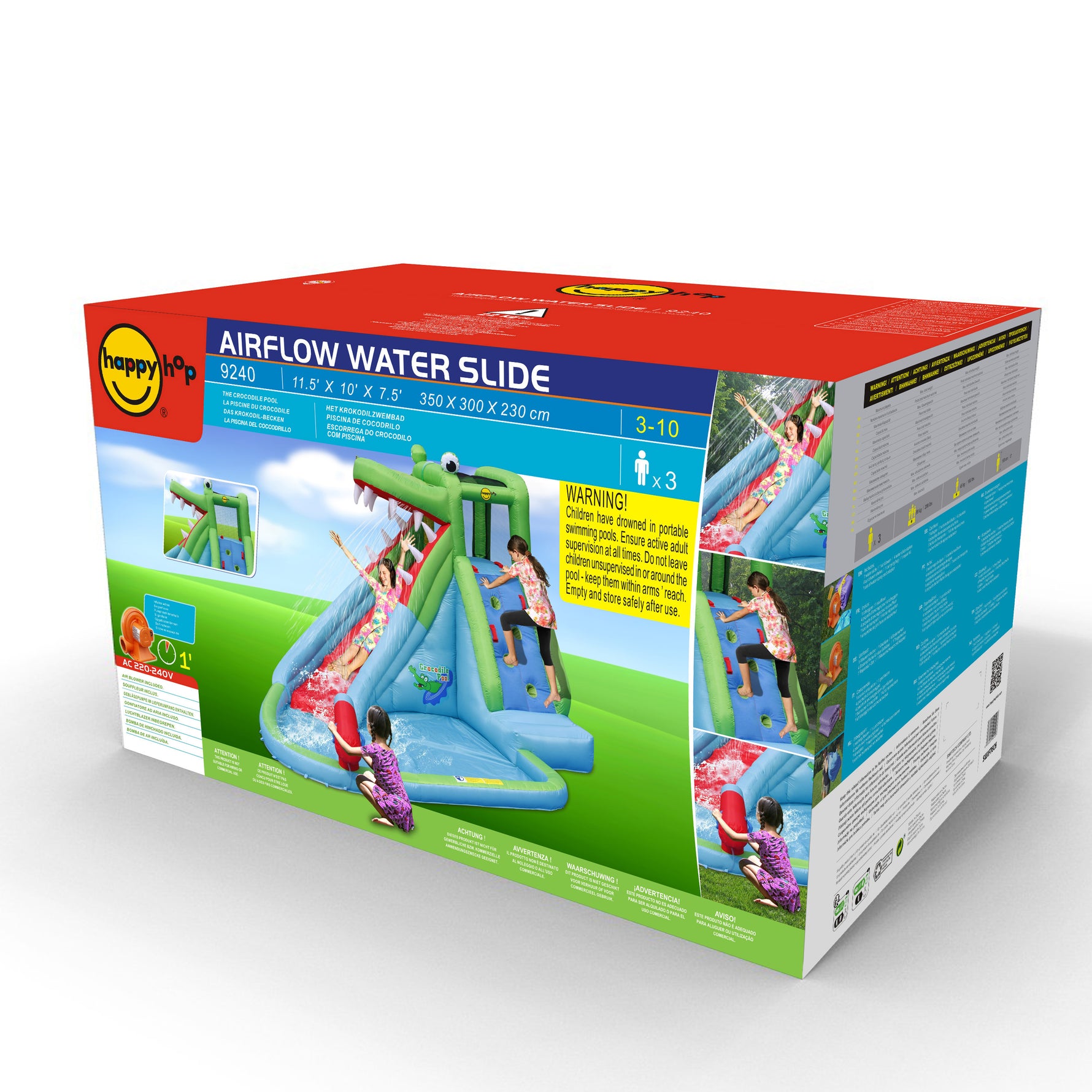 هابي هوب زحليقة مائية بتصميم تمساح مع حوض سباحة النطاطات Happy Hop