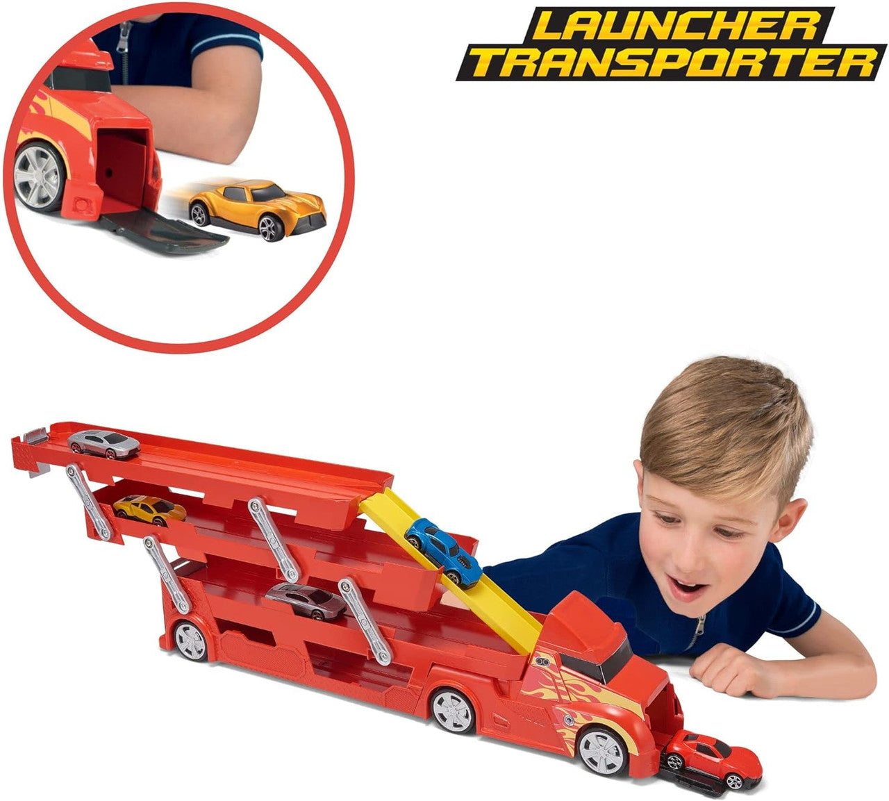 تيمسترز لعبة ناقلة إطلاق السيارات مع 5 سيارات ناقلة سيارات Teamsterz