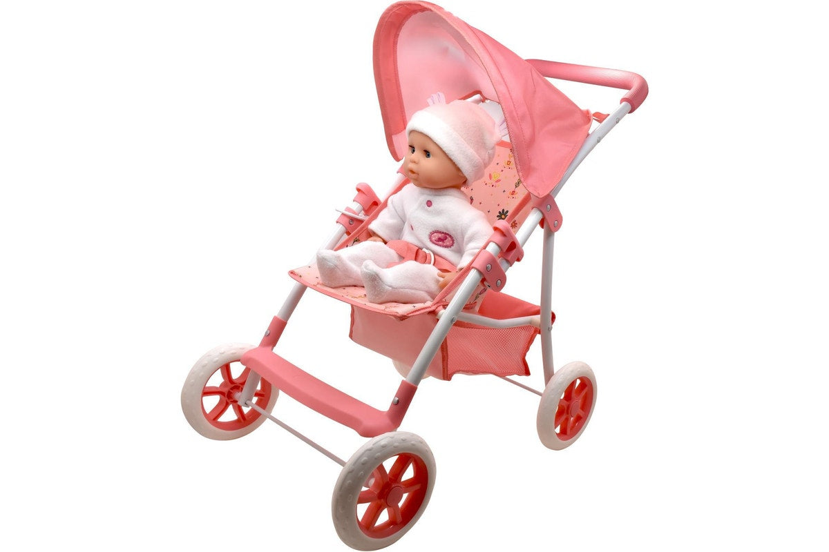 دولز وورلد عربة أطفال فاخرة قابلة للطي مع مظلة اكسسوارت الدمى Dolls World