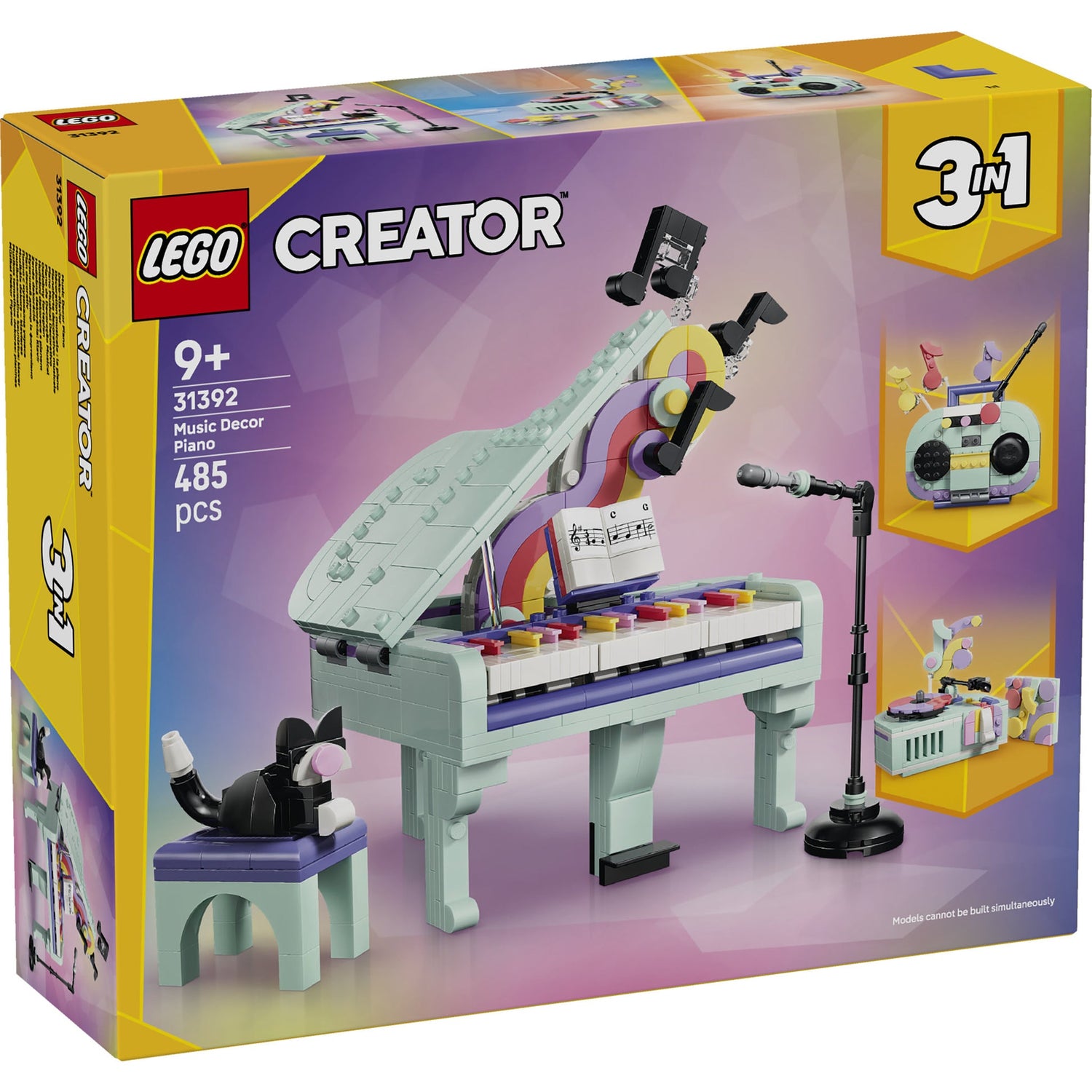 ليجو كريتور 3 في 1 بيانو مع قطة 31392 مكعبات التركيب LEGO