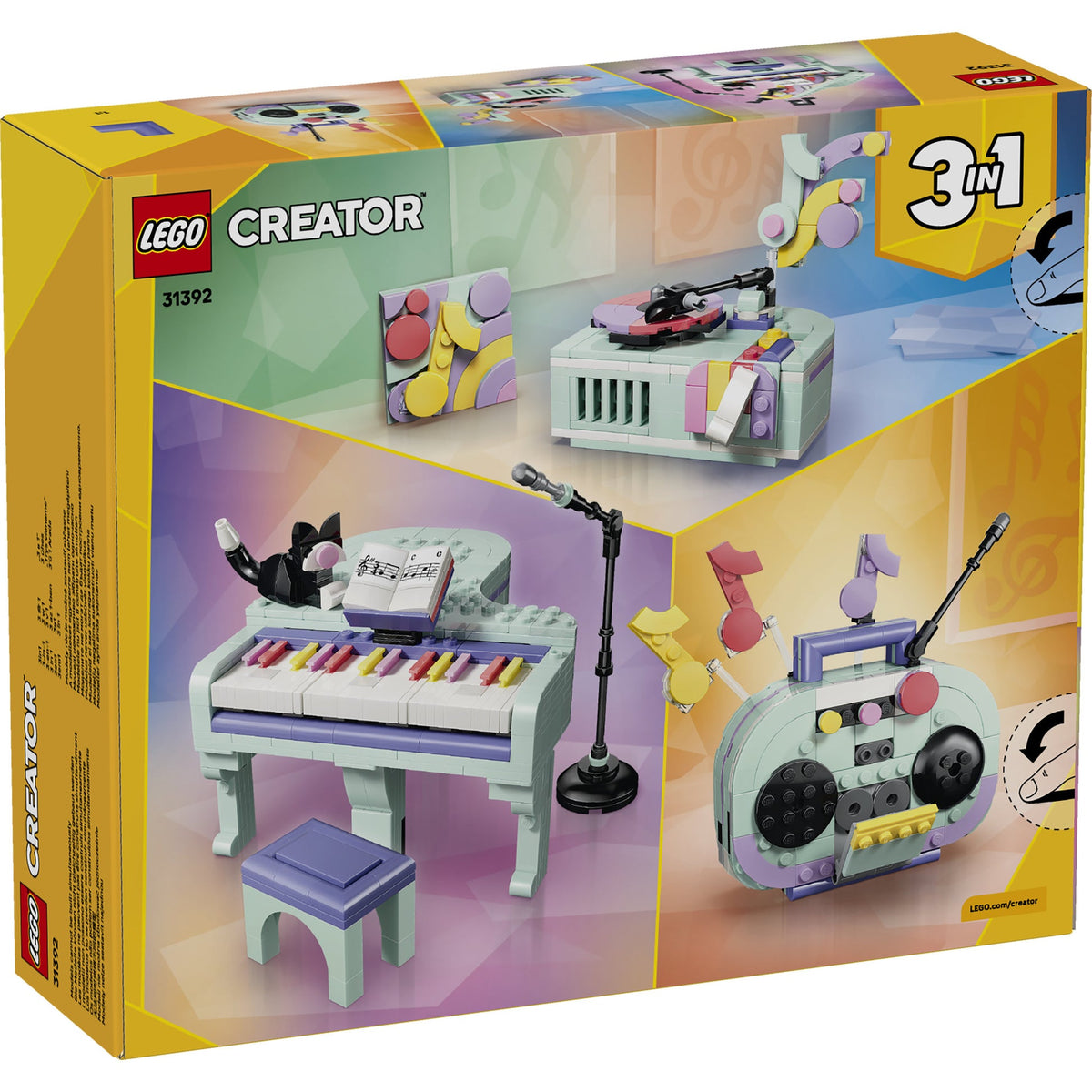 ليجو كريتور 3 في 1 بيانو مع قطة 31392 مكعبات التركيب LEGO