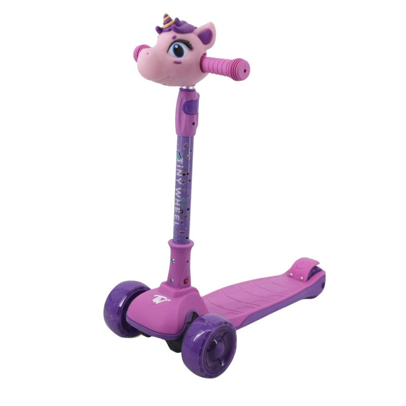 تايني ويل سكوتر يونيكورن بنفسجي 3 كفرات قابل للطي سكوتر 3 عجلات Tiny Wheel