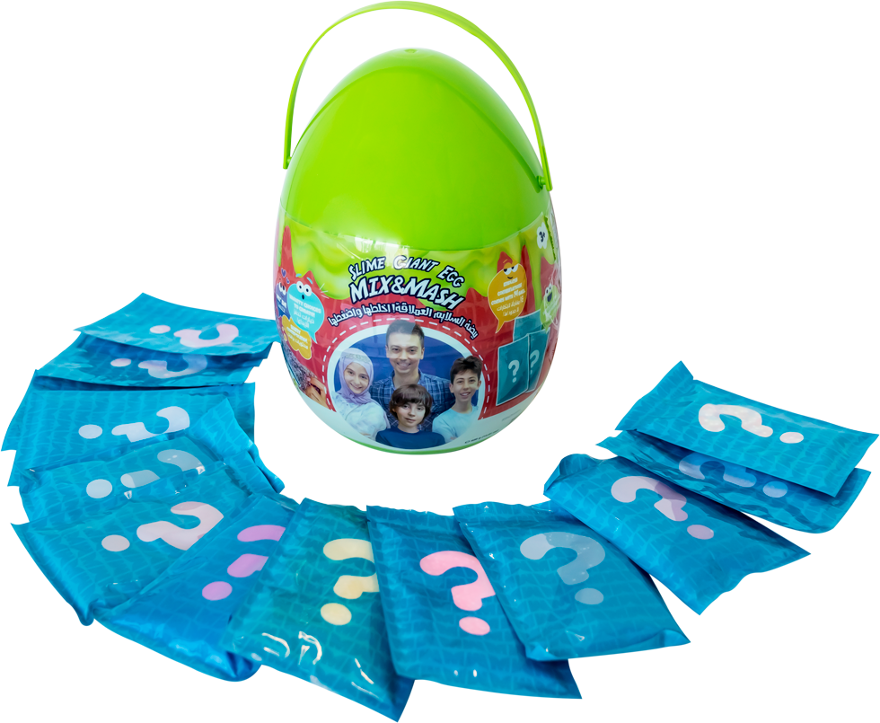 عائله مشيع لعبة بيضة مفاجأة السلايم العملاعقة سلايم The Moshaya Family